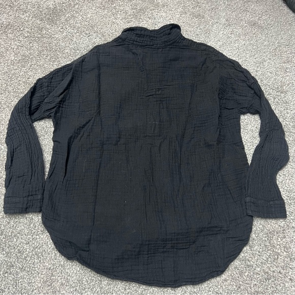 Xirena Top Womens Small Gauze Faded Black Long Sleeve Button Front Cotton - Picture 6 of 7